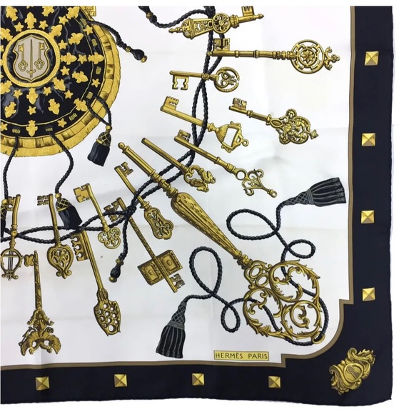 HERMES LES CLES Carre 90 Multicolor Silk 100% Scarf - Picture 5 of 8